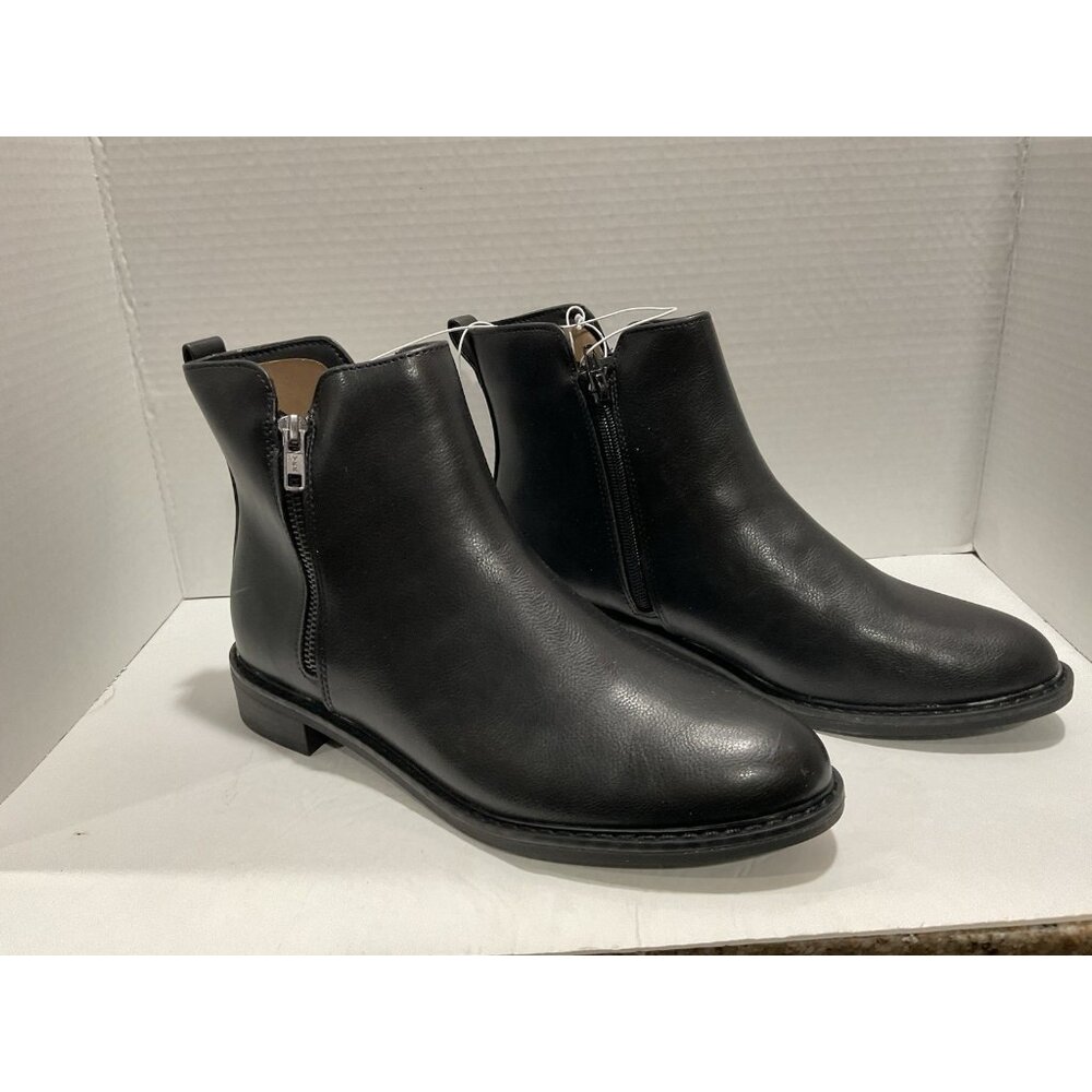 Universal Thread Brenna Faux Leather Boots Fashion Black Memory Foam Size 8 NEW